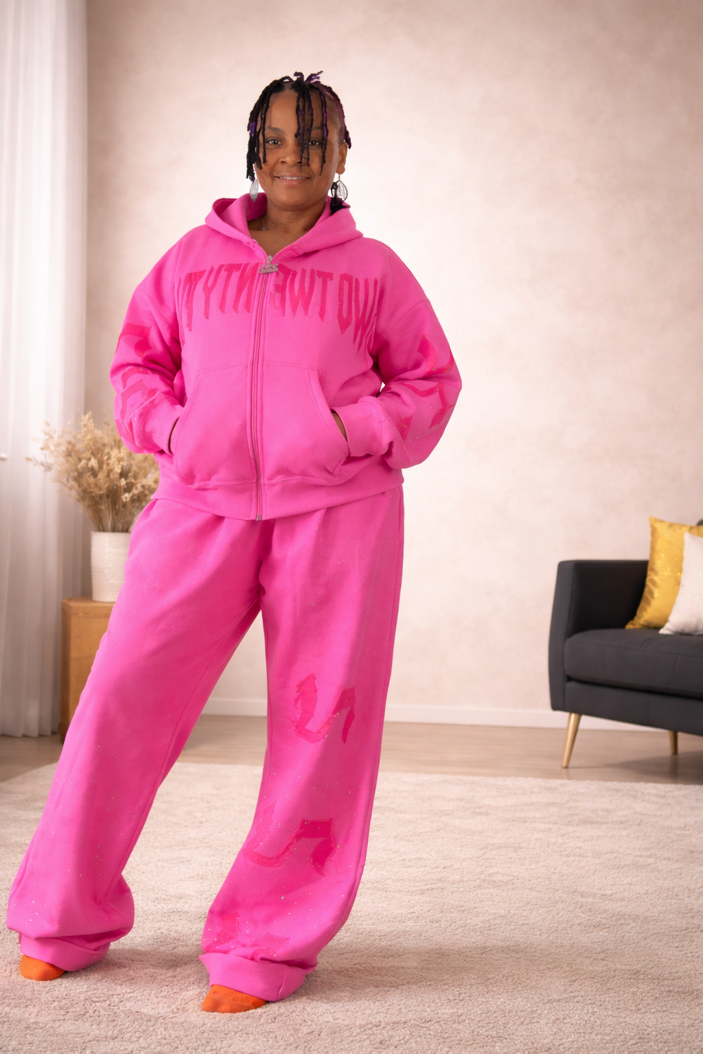 Oversized Rhinestone Sweatsuit Set