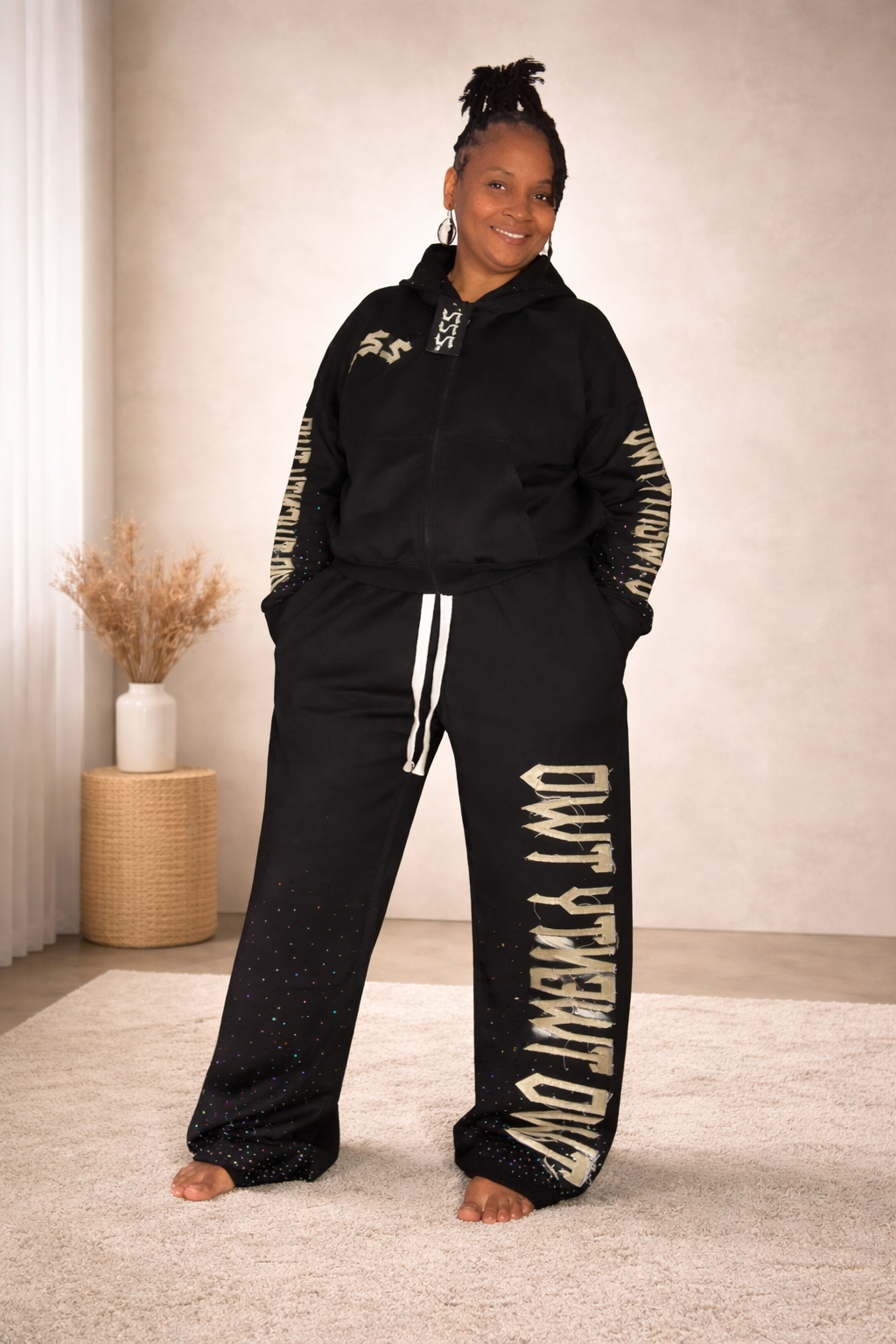 Oversized Rhinestone Sweatsuit Set