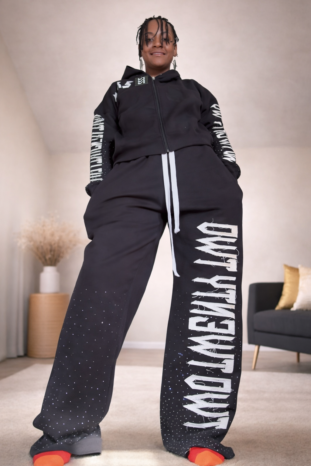 Oversized Rhinestone Sweatsuit Set